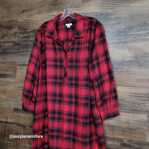 J  Jill Plaid Shirt Dress XLP Preppy Minimalist Country Girl Boho Western Boho - Picture 2 of 14